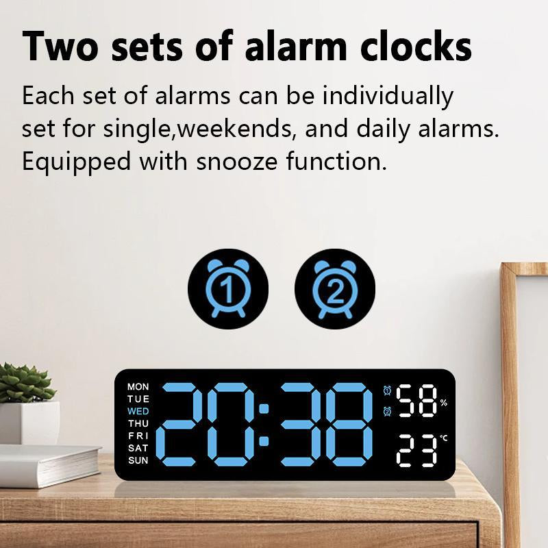 LED Digital Wall Clock Decorative, 10" Digital Alarm Clocks for Bedrooms, Digital Clock Large Display with Temperature/Countdown/Auto Dimmer/Snooze - 12/24H, Modern Wall Clock Digitallight Set Light Set Blue(White/Orange) Decoration Items Home Goods