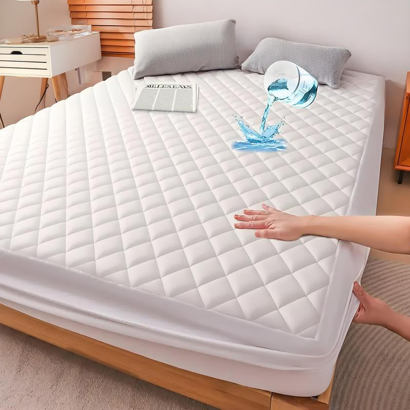 Raybee Waterproof Mattress Protector Queen Size, Washable & Durable Mattress Cover, Cooling Anti-Slip Bed Sheet for Twin Size ,6''-18'' Deep Pockets Fitted Sheet for Bedroom, Guest Room, Fall Decor, Bamboo Sheet Set