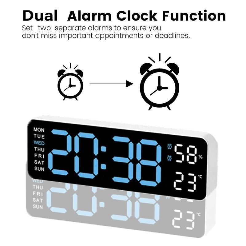 LED Digital Wall Clock Decorative, 10" Digital Alarm Clocks for Bedrooms, Digital Clock Large Display with Temperature/Countdown/Auto Dimmer/Snooze - 12/24H, Modern Wall Clock Digitallight Set Light Set Blue(White/Orange) Decoration Items Home Goods