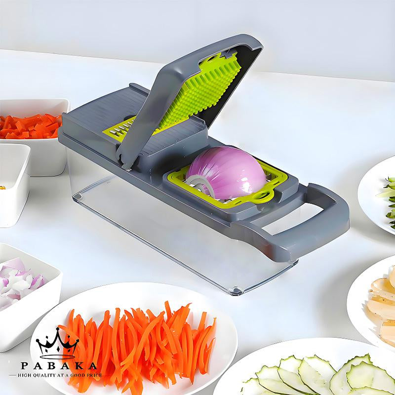 Multifunctional 16 in 1 Food Chopper, 1 Set Manual Vegetable Cutter with Container, Household Vegetable Cutting Slicer, Kitchen Gadgets, Kitchen Accessories, Vegetable Fruit Cutter, Durable Vegetable Slicer,New Deal