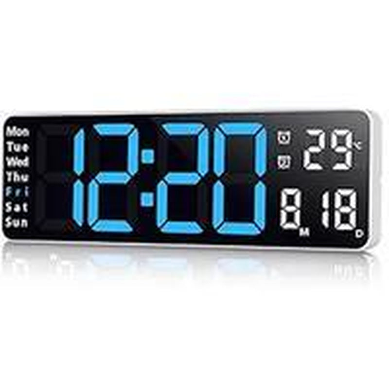 LED Digital Wall Clock Decorative, 10" Digital Alarm Clocks for Bedrooms, Digital Clock Large Display with Temperature/Countdown/Auto Dimmer/Snooze - 12/24H, Modern Wall Clock Digitallight Set Light Set Blue(White/Orange) Decoration Items Home Goods