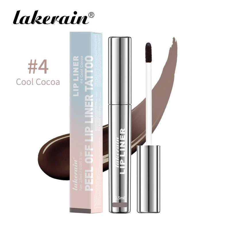 LAKERAIN 4Pcs Peel off Lip Liner Stain Liquid Lip Gloss Tint Set Long Lasting Waterproof Transfer Proof Brightening Velvet Matte Tattoo Makeup