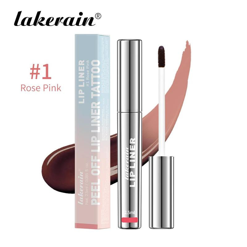 LAKERAIN 4Pcs Peel off Lip Liner Stain Liquid Lip Gloss Tint Set Long Lasting Waterproof Transfer Proof Brightening Velvet Matte Tattoo Makeup
