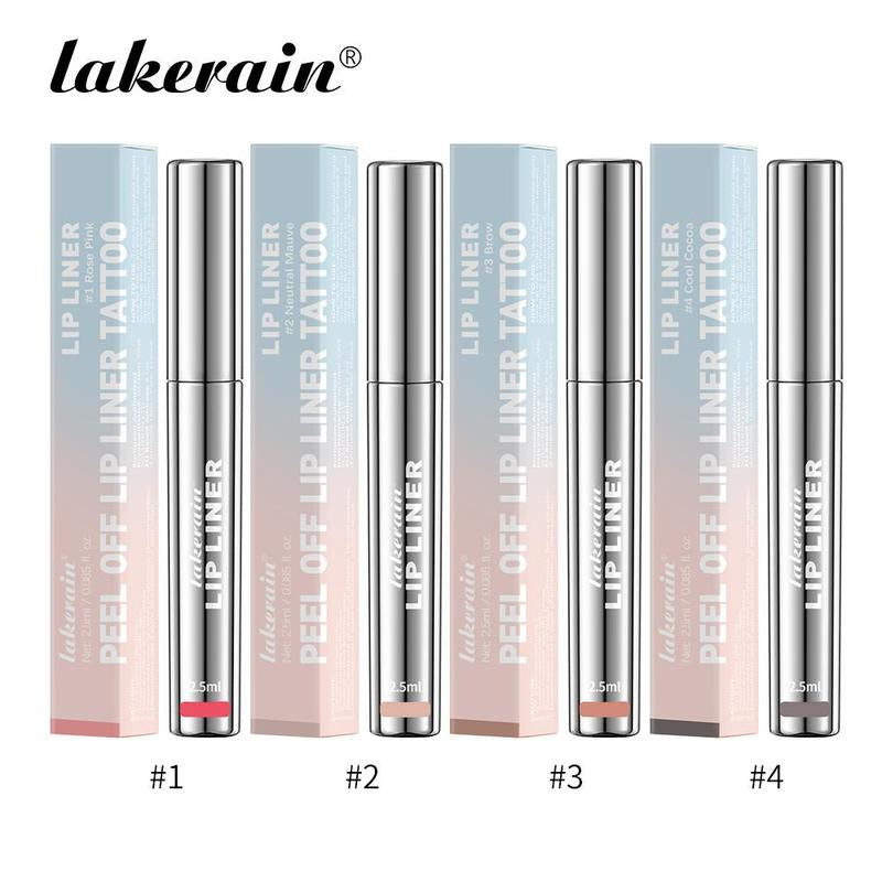 LAKERAIN 4Pcs Peel off Lip Liner Stain Liquid Lip Gloss Tint Set Long Lasting Waterproof Transfer Proof Brightening Velvet Matte Tattoo Makeup