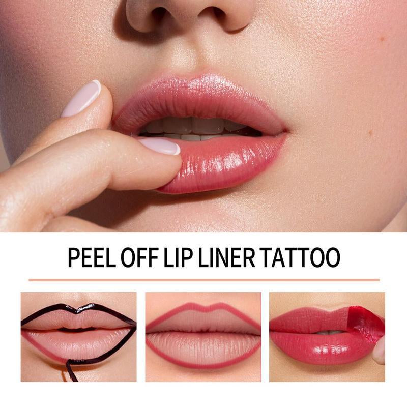 LAKERAIN 4Pcs Peel off Lip Liner Stain Liquid Lip Gloss Tint Set Long Lasting Waterproof Transfer Proof Brightening Velvet Matte Tattoo Makeup