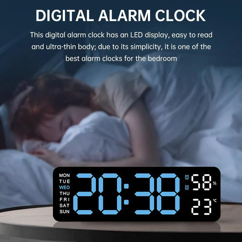 LED Digital Wall Clock Decorative, 10" Digital Alarm Clocks for Bedrooms, Digital Clock Large Display with Temperature/Countdown/Auto Dimmer/Snooze - 12/24H, Modern Wall Clock Digitallight Set Light Set Blue(White/Orange) Decoration Items Home Goods