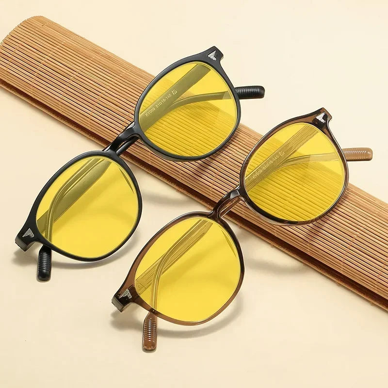 Round Frame Yellow Lens Night Vision Glasses for Men Women Ultralight Blue Light Blocking Eye Protection Eyewear for Driving