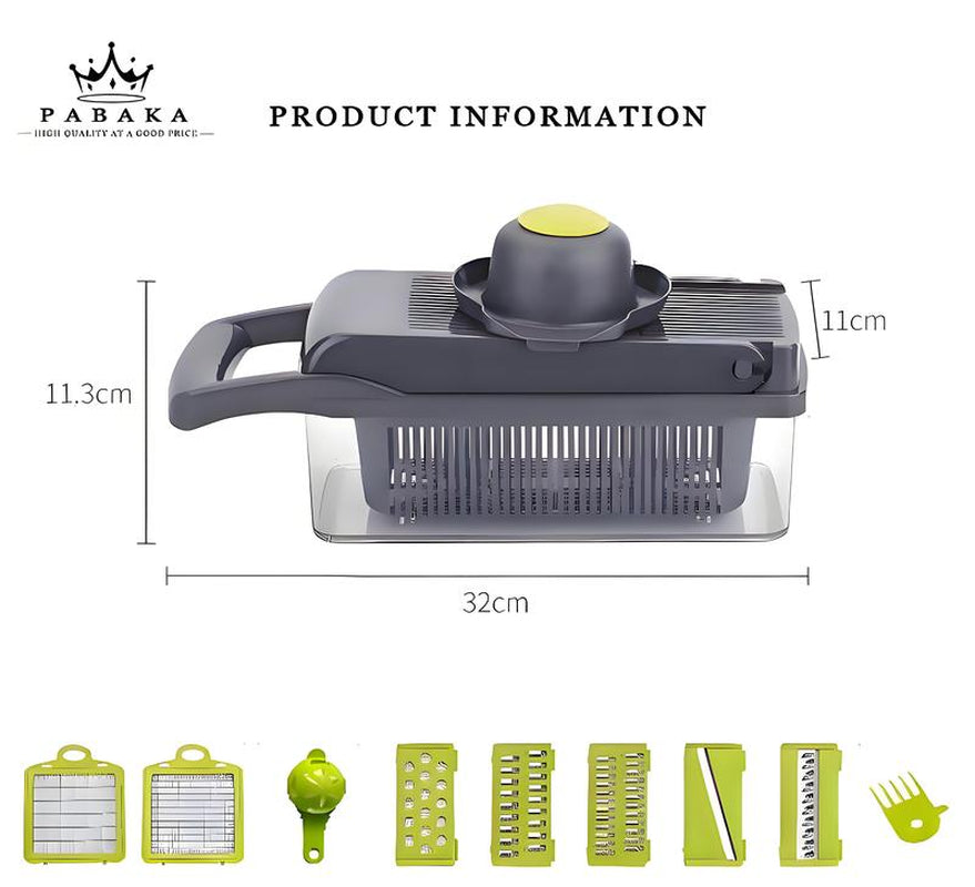 Multifunctional 16 in 1 Food Chopper, 1 Set Manual Vegetable Cutter with Container, Household Vegetable Cutting Slicer, Kitchen Gadgets, Kitchen Accessories, Vegetable Fruit Cutter, Durable Vegetable Slicer,New Deal