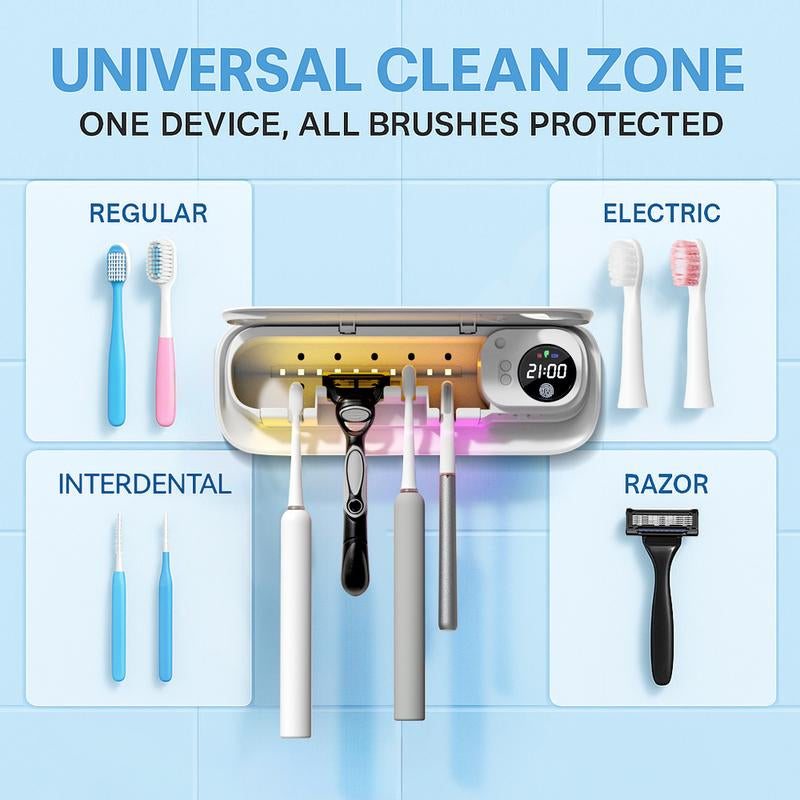 Takoo Smart Toothbrush Sterilizer with UV Disinfection & Hot Air Drying Multi-Toothbrush Rack for Home Use