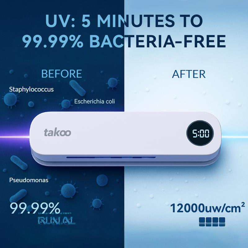Takoo Smart Toothbrush Sterilizer with UV Disinfection & Hot Air Drying Multi-Toothbrush Rack for Home Use