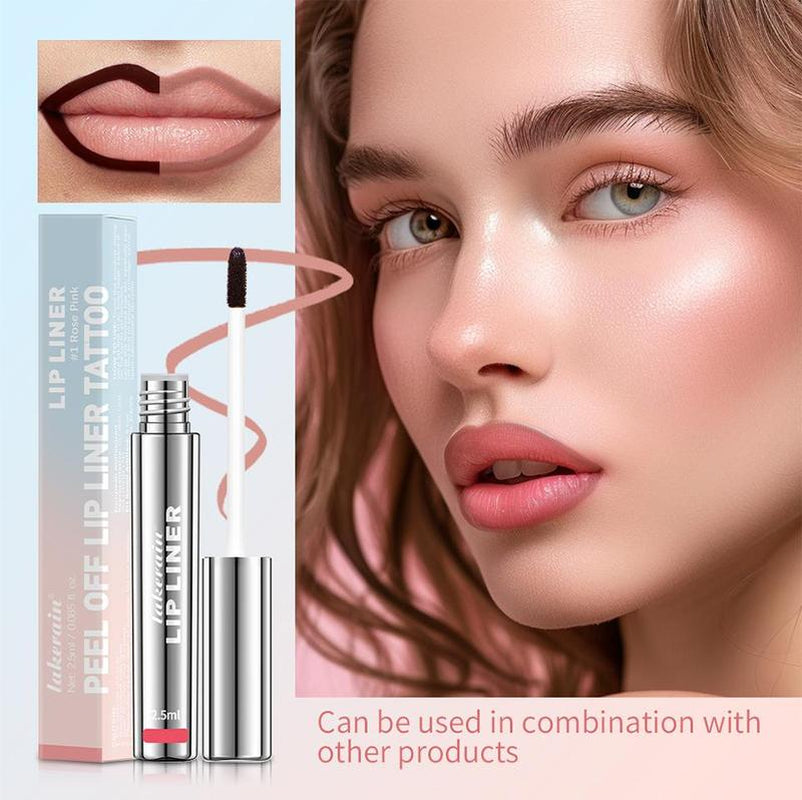 LAKERAIN 4Pcs Peel off Lip Liner Stain Liquid Lip Gloss Tint Set Long Lasting Waterproof Transfer Proof Brightening Velvet Matte Tattoo Makeup