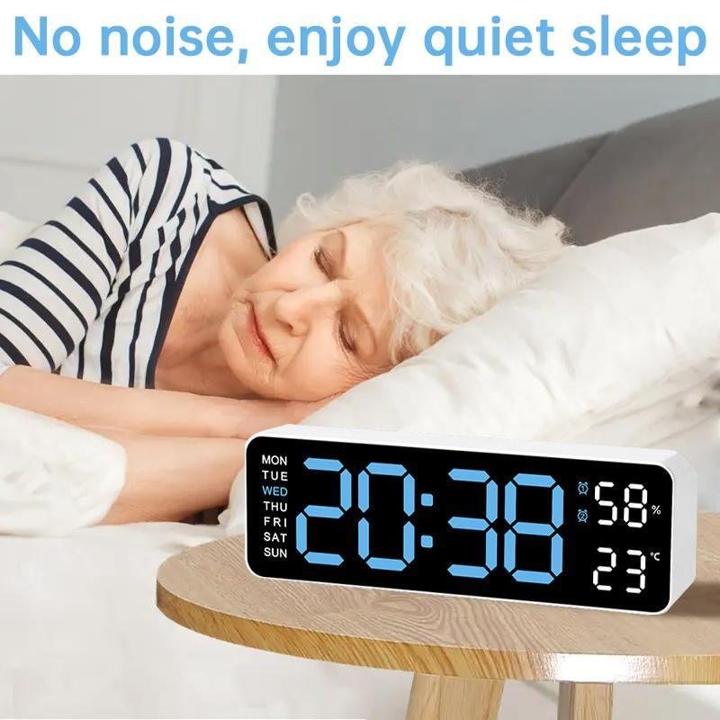 LED Digital Wall Clock Decorative, 10" Digital Alarm Clocks for Bedrooms, Digital Clock Large Display with Temperature/Countdown/Auto Dimmer/Snooze - 12/24H, Modern Wall Clock Digitallight Set Light Set Blue(White/Orange) Decoration Items Home Goods
