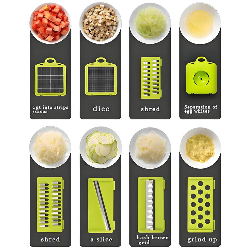 Multifunctional 16 in 1 Food Chopper, 1 Set Manual Vegetable Cutter with Container, Household Vegetable Cutting Slicer, Kitchen Gadgets, Kitchen Accessories, Vegetable Fruit Cutter, Durable Vegetable Slicer,New Deal